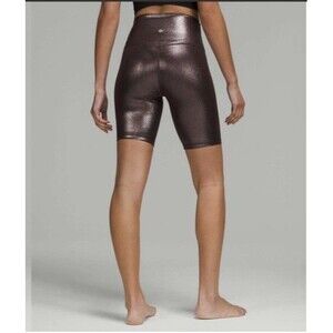 Lululemon Align HighRise Short 8" Shine Radiate Foil Print French Press Brn Sz10